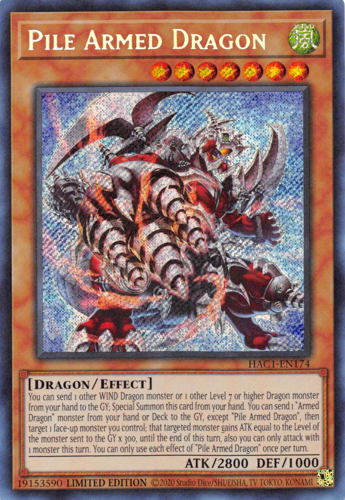 Pile Armed Dragon [HAC1-EN174] Secret Rare | Galaxy Games LLC