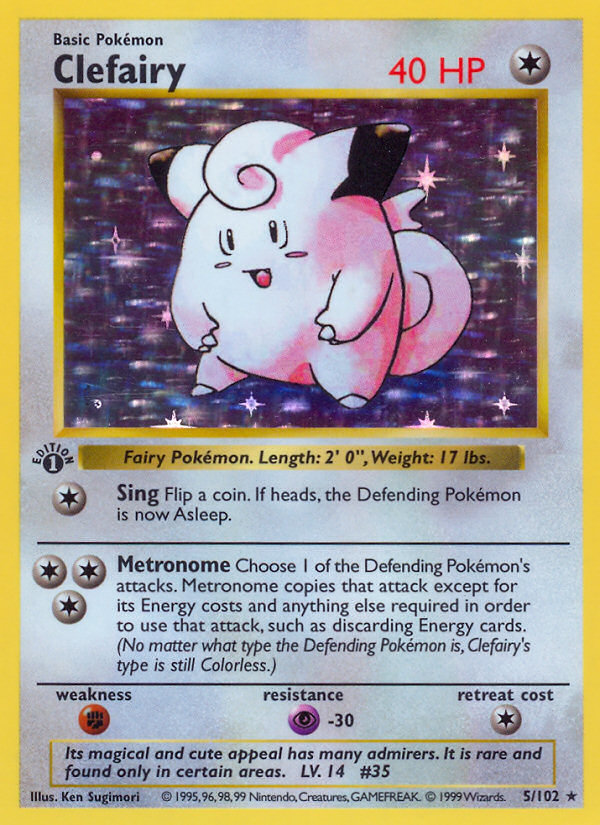 Clefairy (5/102) (Shadowless) [Base Set 1st Edition] | Galaxy Games LLC