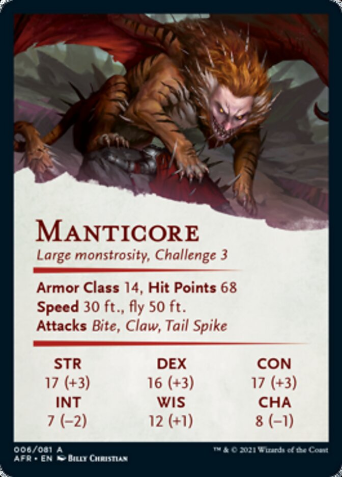 Manticore Art Card [Dungeons & Dragons: Adventures in the Forgotten Realms Art Series] | Galaxy Games LLC