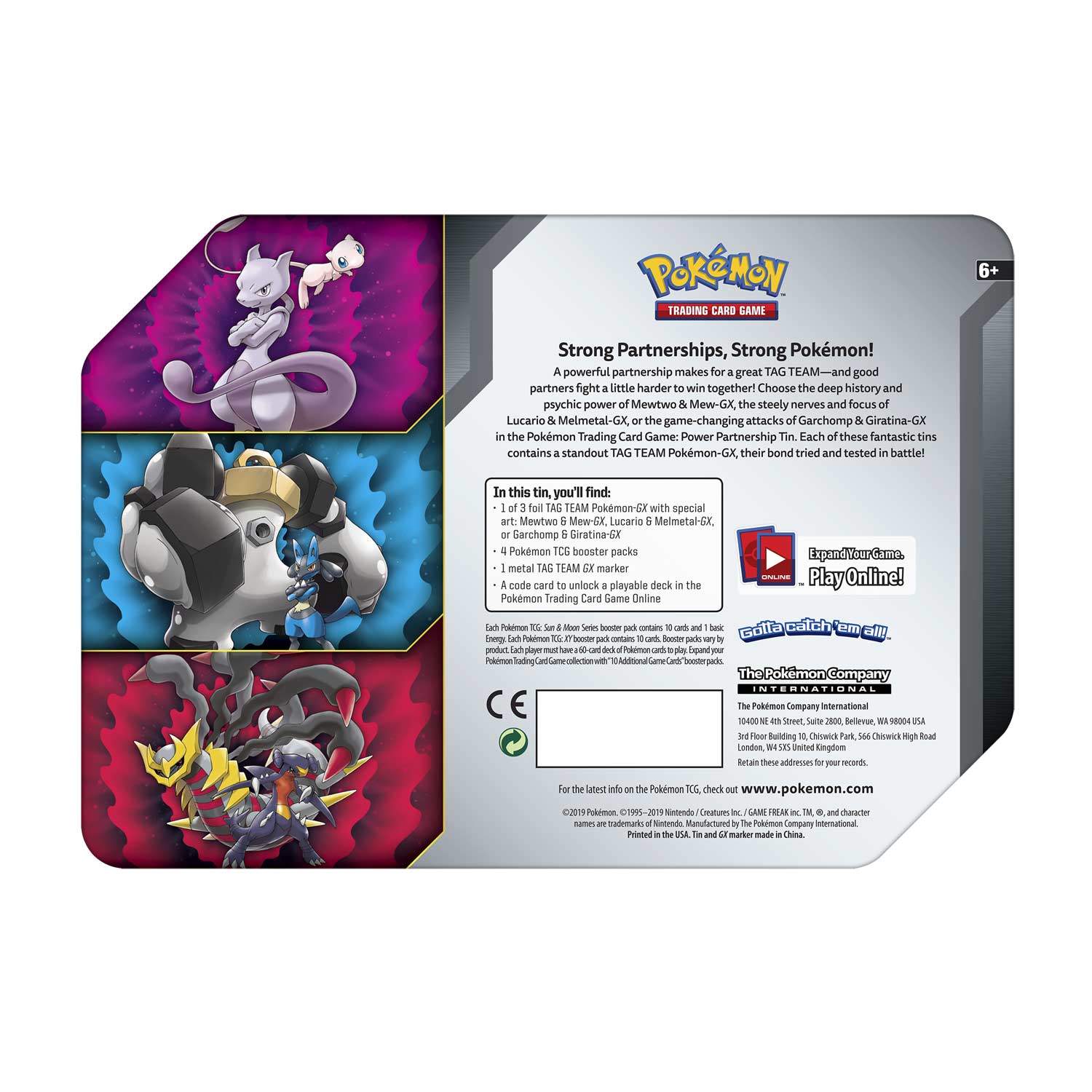 Sun & Moon: Unified Minds - Power Partnership Tin (Mewtwo & Mew GX) | Galaxy Games LLC