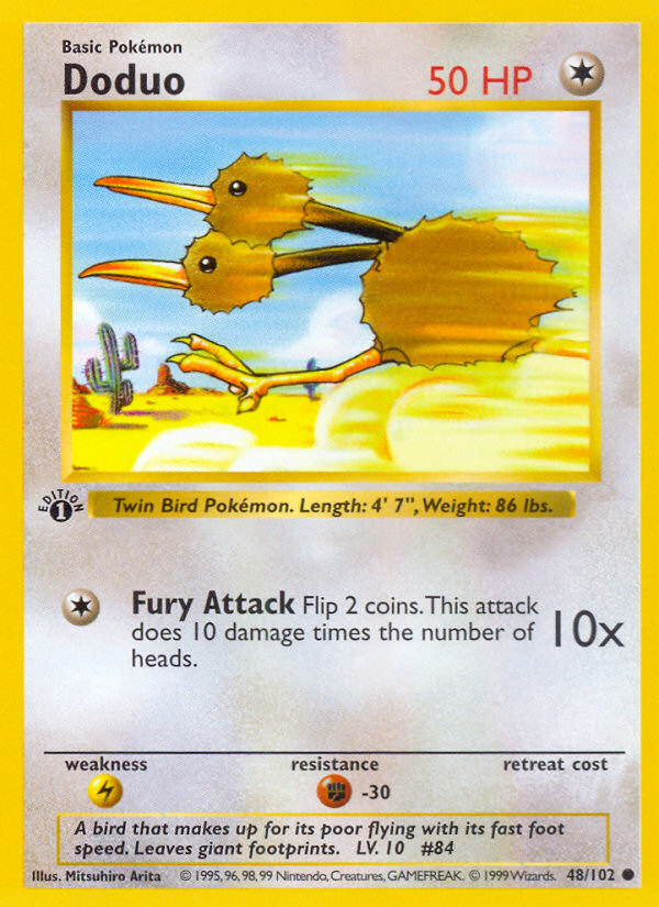 Doduo (48/102) (Shadowless) [Base Set 1st Edition] | Galaxy Games LLC