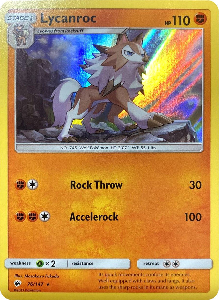 Lycanroc (76/147) (Water Web Holo) [Sun & Moon: Burning Shadows] | Galaxy Games LLC