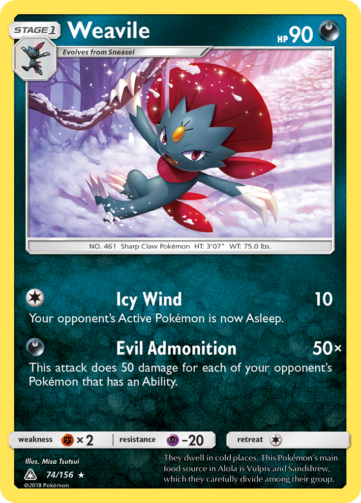 Weavile (74/156) [Sun & Moon: Ultra Prism] | Galaxy Games LLC