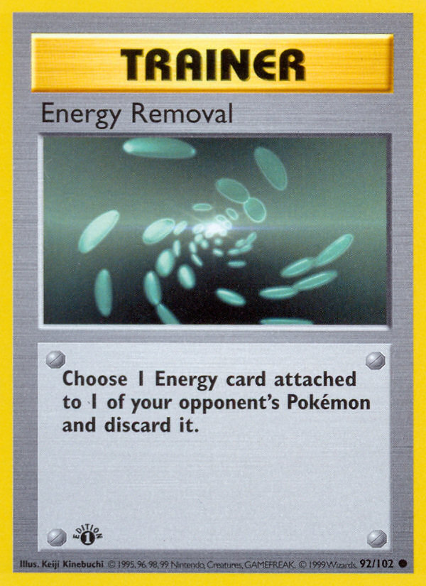 Energy Removal (92/102) (Shadowless) [Base Set 1st Edition] | Galaxy Games LLC