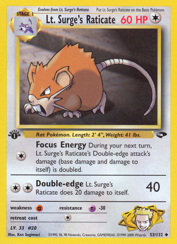 Lt. Surge's Raticate (53/132) [Gym Challenge 1st Edition] | Galaxy Games LLC