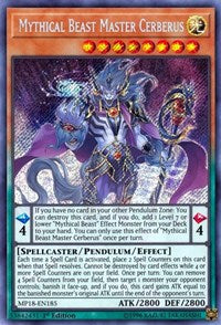 Mythical Beast Master Cerberus [MP18-EN185] Secret Rare | Galaxy Games LLC