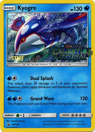 Kyogre (SM129) (Staff Prerelease Promo) [Sun & Moon: Black Star Promos] | Galaxy Games LLC