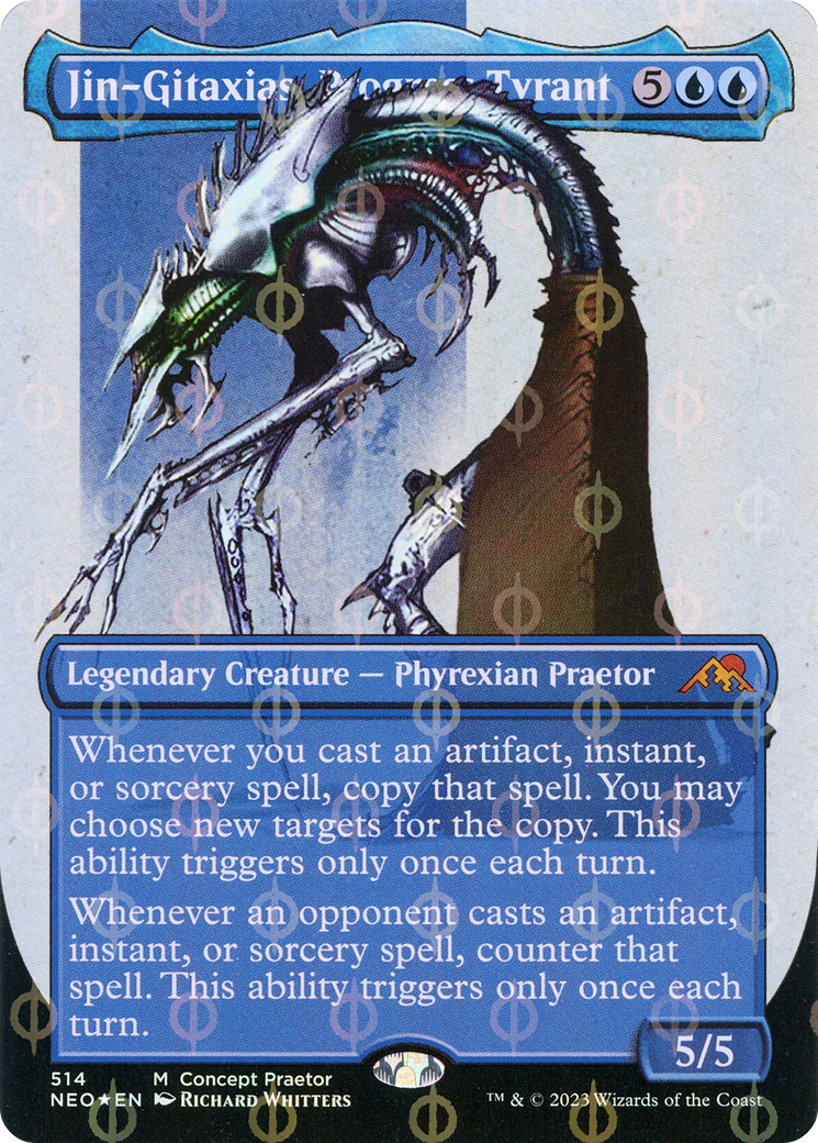 Jin-Gitaxias, Progress Tyrant (Borderless Concept Praetors Step-and-Compleat Foil) [Phyrexia: All Will Be One] | Galaxy Games LLC