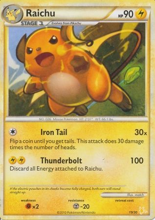 Raichu (19/30) [HeartGold & SoulSilver: Trainer Kit - Raichu] | Galaxy Games LLC