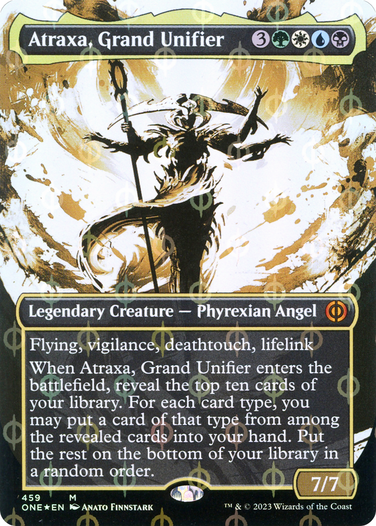 Atraxa, Grand Unifier (Borderless Ichor Step-and-Compleat Foil) [Phyrexia: All Will Be One] | Galaxy Games LLC