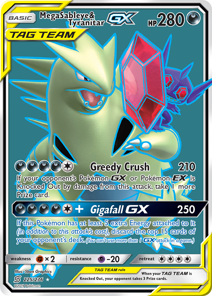 Mega Sableye & Tyranitar GX (225/236) [Sun & Moon: Unified Minds] | Galaxy Games LLC