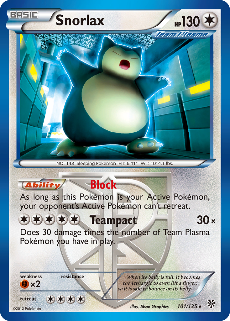 Snorlax (101/135) [Black & White: Plasma Storm] | Galaxy Games LLC