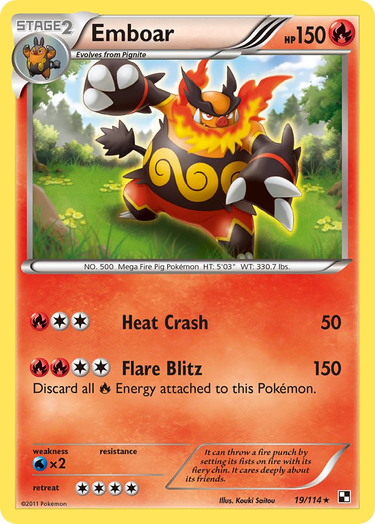 Emboar (19/114) (Cracked Ice Holo) (Theme Deck Exclusive) [Black & White: Base Set] | Galaxy Games LLC