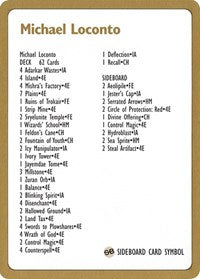 1996 Michael Loconto Decklist Card [World Championship Decks] | Galaxy Games LLC