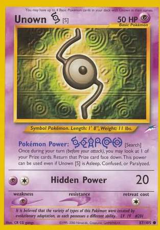 Unown [S] (87/105) [Neo Destiny Unlimited] | Galaxy Games LLC