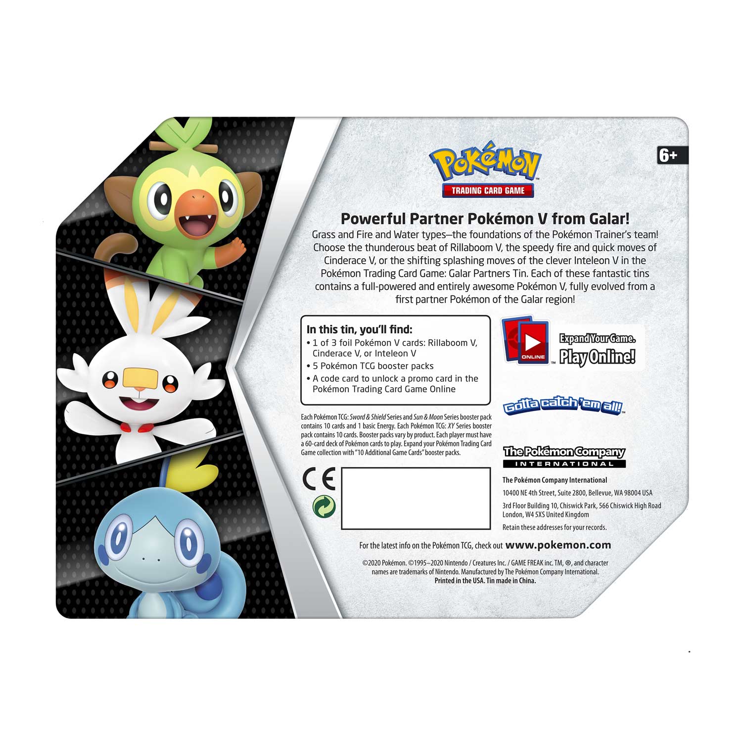 Sword & Shield - Galar Partners Collector's Tin (Inteleon V) | Galaxy Games LLC