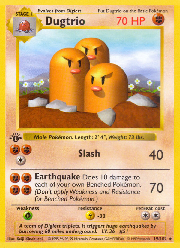 Dugtrio (19/102) (Shadowless) [Base Set 1st Edition] | Galaxy Games LLC