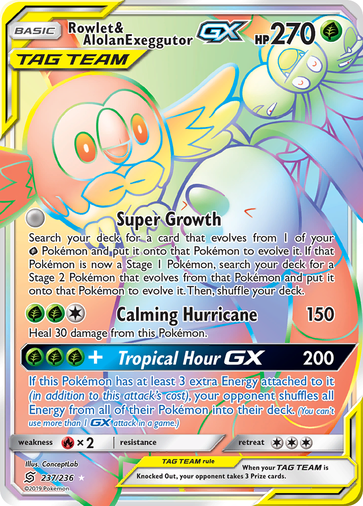 Rowlet & Alolan Exeggutor GX (237/236) [Sun & Moon: Unified Minds] | Galaxy Games LLC