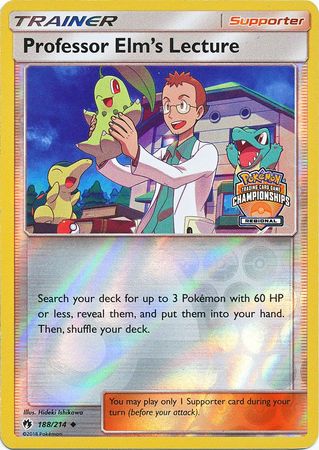 Professor Elm's Lecture (188/214) (Regional Championship Promo) [Sun & Moon: Lost Thunder] | Galaxy Games LLC