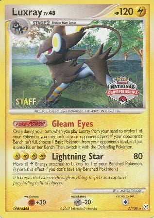 Luxray (7/130) (National Championships) (Staff) [Diamond & Pearl: Base Set] | Galaxy Games LLC