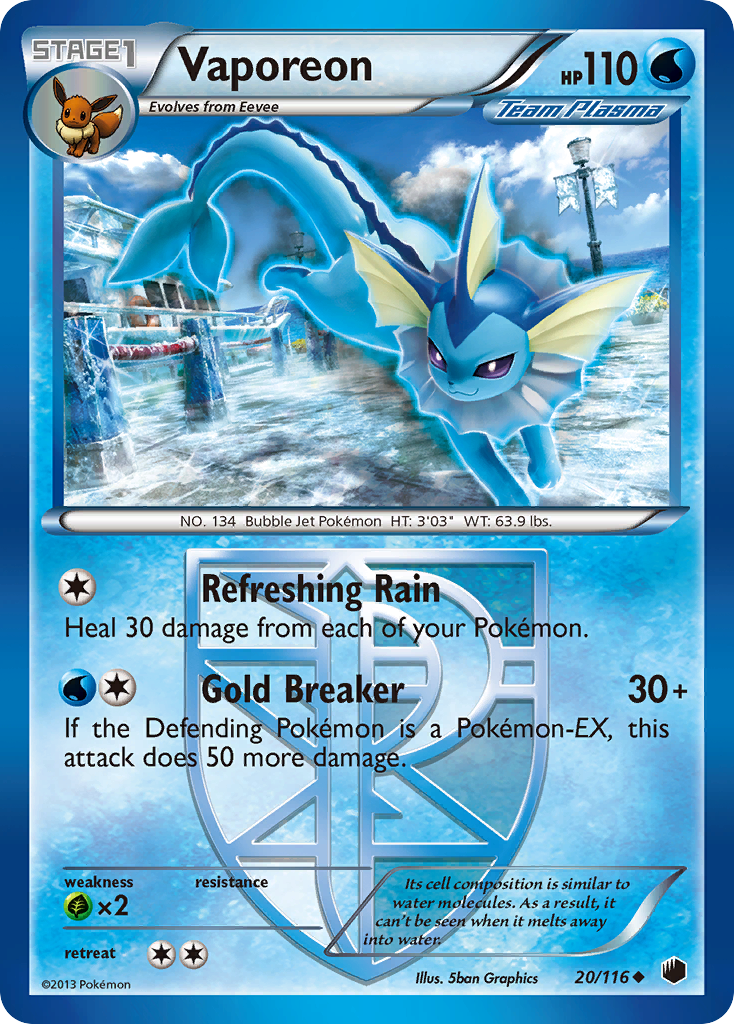 Vaporeon (20/116) [Black & White: Plasma Freeze] | Galaxy Games LLC