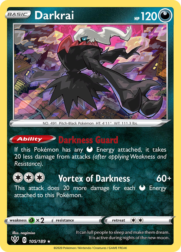 Darkrai (105/189) (Theme Deck Exclusive) [Sword & Shield: Darkness Ablaze] | Galaxy Games LLC