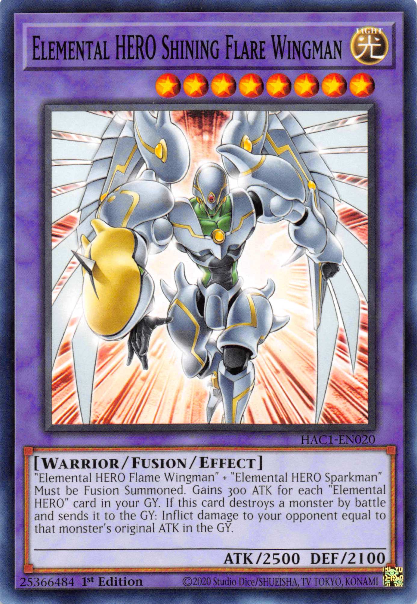 Elemental HERO Shining Flare Wingman (Duel Terminal) [HAC1-EN020] Parallel Rare | Galaxy Games LLC