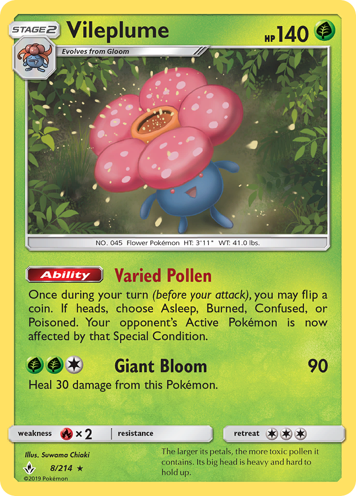 Vileplume (8/214) [Sun & Moon: Unbroken Bonds] | Galaxy Games LLC