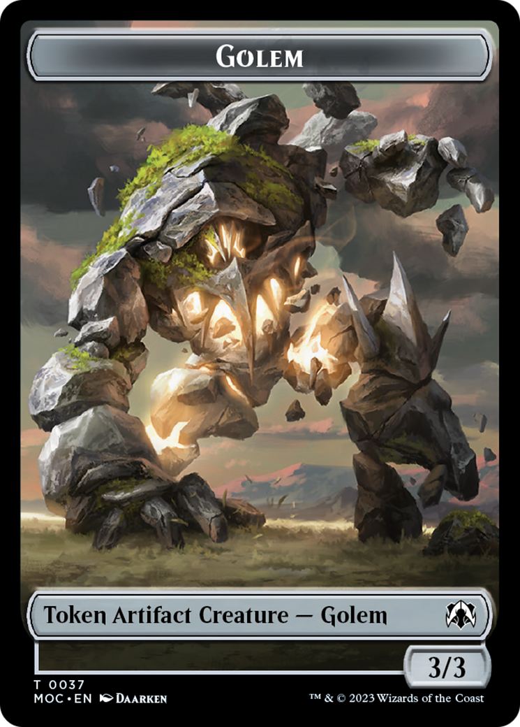 Golem // Clue Double-Sided Token [March of the Machine Commander Tokens] | Galaxy Games LLC