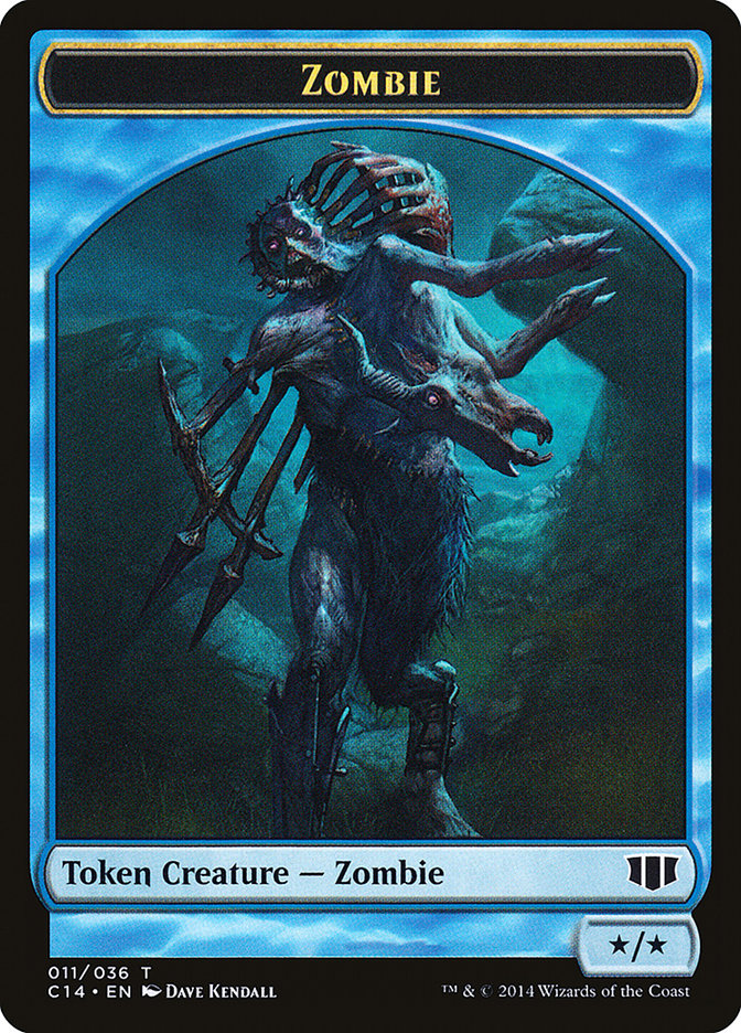 Fish // Zombie (011/036) Double-sided Token [Commander 2014 Tokens] | Galaxy Games LLC