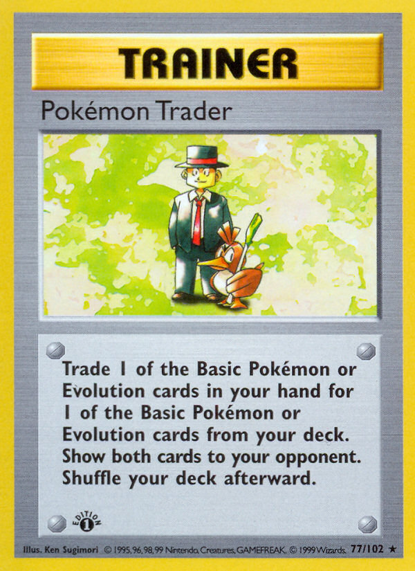 Pokemon Trader (77/102) (Shadowless) [Base Set 1st Edition] | Galaxy Games LLC