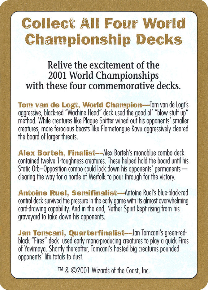 2001 World Championships Ad [World Championship Decks 2001] | Galaxy Games LLC