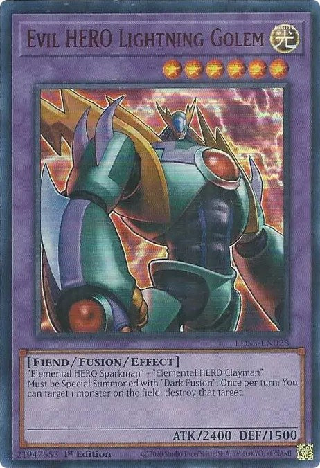 Evil HERO Lightning Golem (Red) [LDS3-EN028] Ultra Rare | Galaxy Games LLC