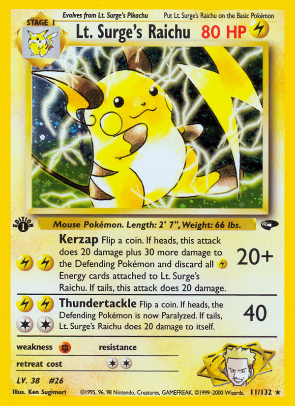 Lt. Surge's Raichu (11/132) [Gym Challenge 1st Edition] | Galaxy Games LLC