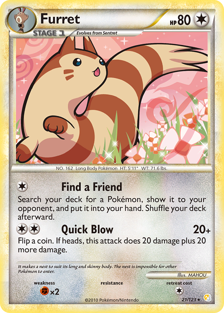 Furret (21/123) [HeartGold & SoulSilver: Base Set] | Galaxy Games LLC