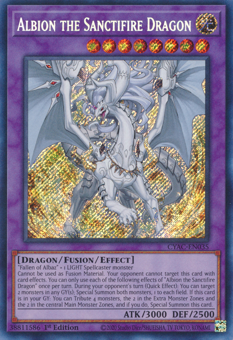 Albion the Sanctifire Dragon [CYAC-EN035] Secret Rare | Galaxy Games LLC