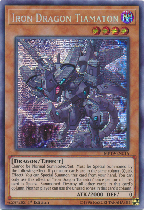 Iron Dragon Tiamaton [MP19-EN016] Prismatic Secret Rare | Galaxy Games LLC