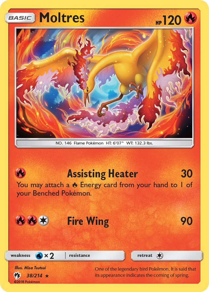 Moltres (38/214) (Let's Play, Eevee) Cracked Ice Holo) (Theme Deck Exclusive) [Sun & Moon: Lost Thunder] | Galaxy Games LLC