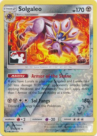 Solgaleo (142/236) (Pokemon Club Special Print) [Sun & Moon: Cosmic Eclipse] | Galaxy Games LLC