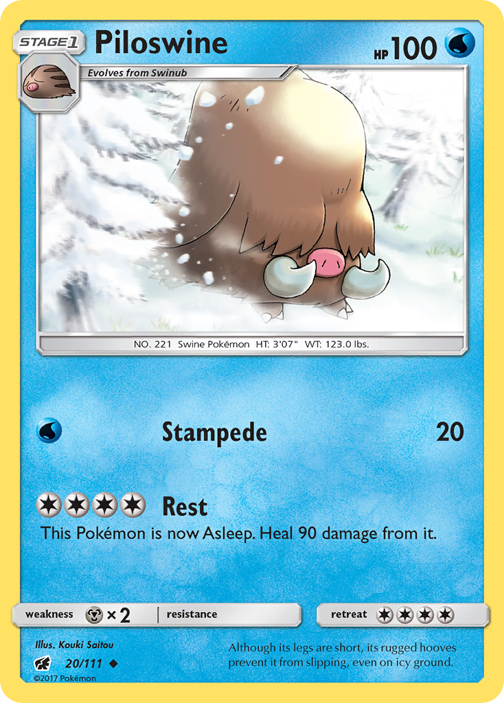 Piloswine (20/111) [Sun & Moon: Crimson Invasion] | Galaxy Games LLC