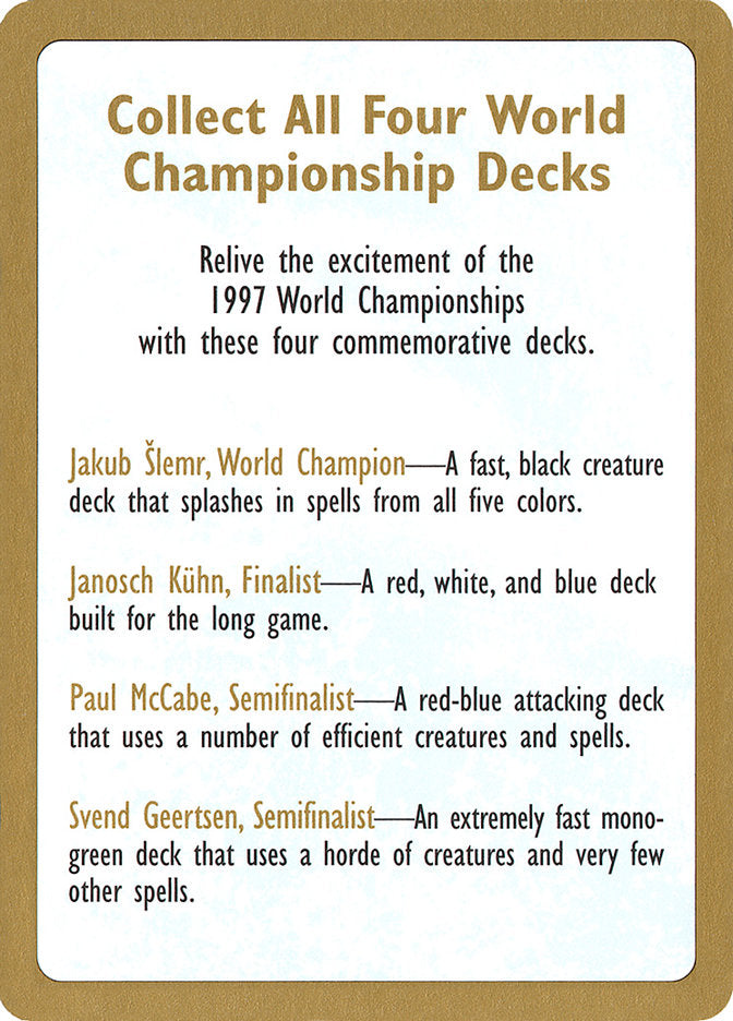 1997 World Championships Ad [World Championship Decks 1997] | Galaxy Games LLC