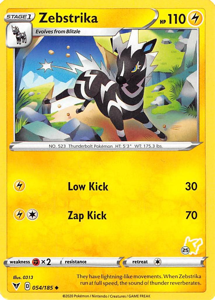 Zebstrika (054/185) (Pikachu Stamp #25) [Battle Academy 2022] | Galaxy Games LLC