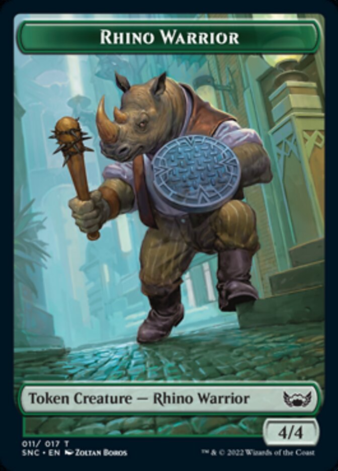 Cat // Rhino Warrior Double-sided Token [Streets of New Capenna Tokens] | Galaxy Games LLC