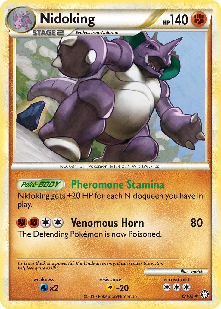 Nidoking (6/102) (Cracked Ice Holo) (Theme Deck Exclusive) [HeartGold & SoulSilver: Triumphant] | Galaxy Games LLC