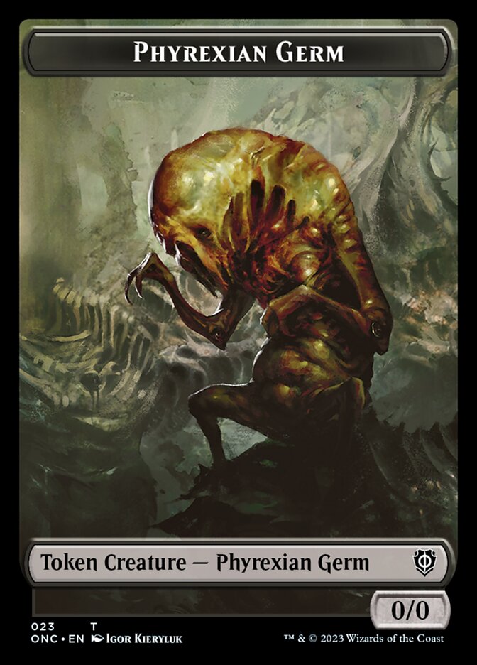 Rebel // Phyrexian Germ Double-Sided Token [Phyrexia: All Will Be One Commander Tokens] | Galaxy Games LLC