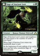 Sage of Ancient Lore // Werewolf of Ancient Hunger [Shadows over Innistrad Prerelease Promos] | Galaxy Games LLC