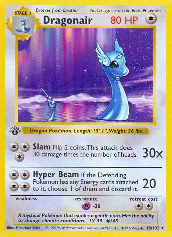 Dragonair (18/102) (Shadowless) [Base Set 1st Edition] | Galaxy Games LLC