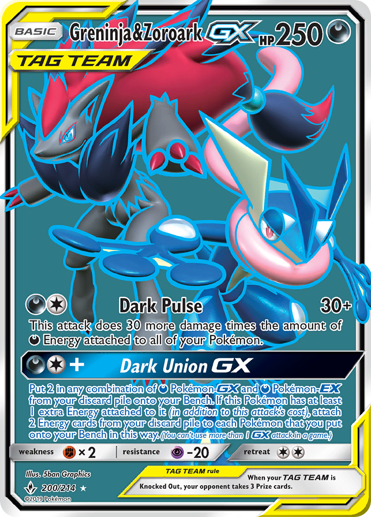 Greninja & Zoroark GX (200/214) [Sun & Moon: Unbroken Bonds] | Galaxy Games LLC