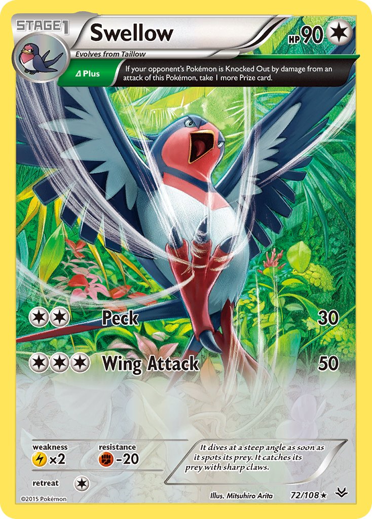 Swellow (72/108) (Theme Deck Exclusive) [XY: Roaring Skies] | Galaxy Games LLC