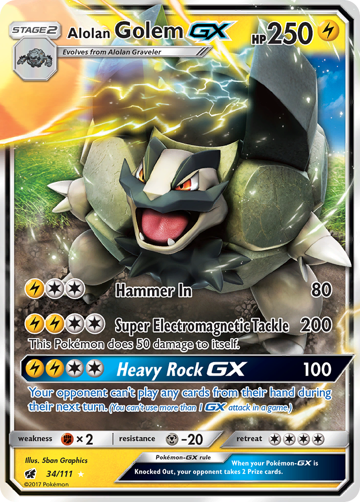 Alolan Golem GX (34/111) [Sun & Moon: Crimson Invasion] | Galaxy Games LLC